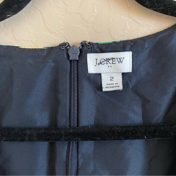 J. Crew Floral Tea Navy Sheath Basket Weave Dress 2 - Picture 4 of 6